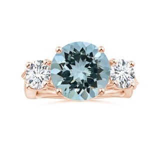 11.09x11.02x6.77mm AAA Nature Inspired GIA Certified Aquamarine Three Stone Ring with Diamonds in 10K Rose Gold