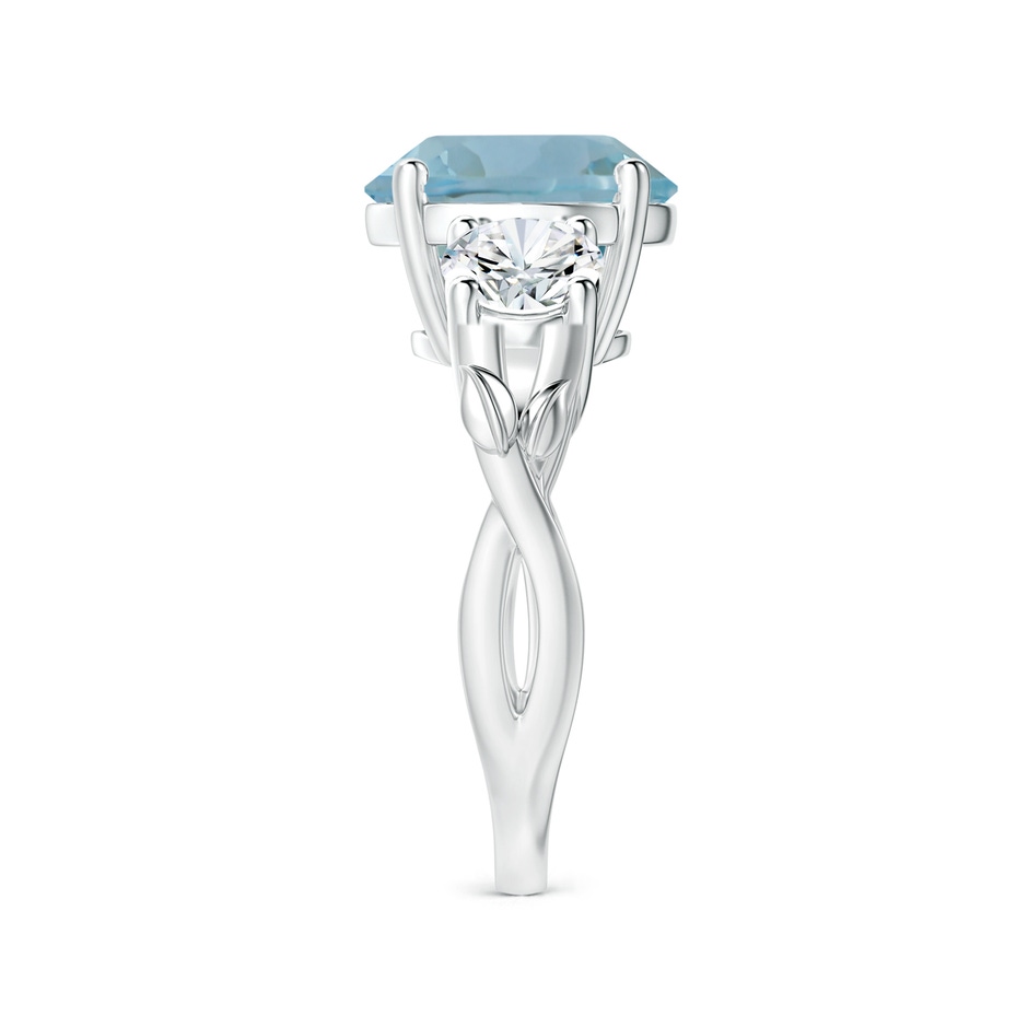 11.09x11.02x6.77mm AAA Nature Inspired GIA Certified Aquamarine Three Stone Ring with Diamonds in P950 Platinum side 399