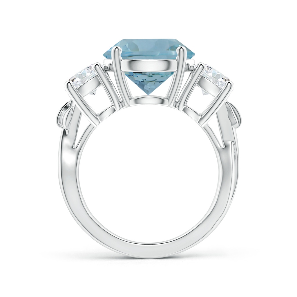 11.09x11.02x6.77mm AAA Nature Inspired GIA Certified Aquamarine Three Stone Ring with Diamonds in White Gold - side 199