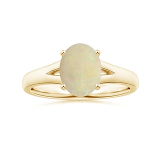 9.93x8.04x3.07mm AAA Prong-Set GIA Certified Solitaire Oval Opal Split Shank Ring in 18K Yellow Gold