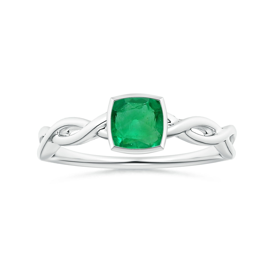 6.22x6.22x3.38mm AAAA GIA Certified Bezel-Set Solitaire Cushion Emerald Twisted Shank Ring in White Gold 