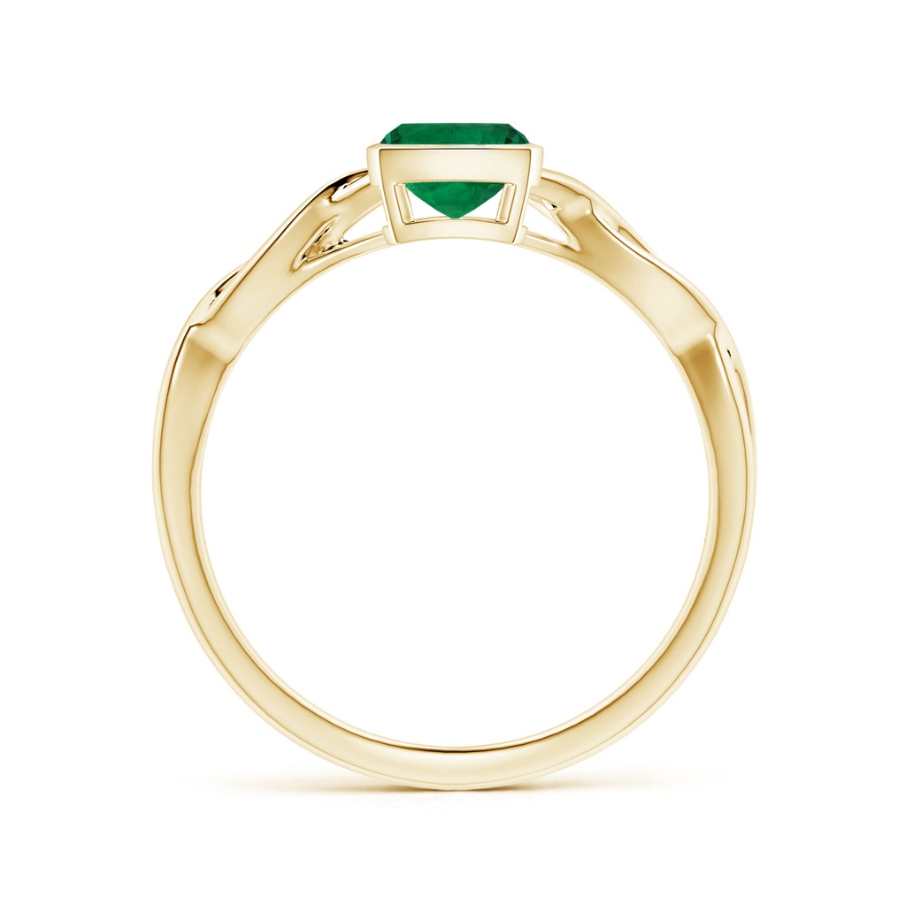 7.09x5.95x4.18mm AAAA Bezel-Set Solitaire Cushion Emerald Twisted Shank Ring in 18K Yellow Gold Side 199