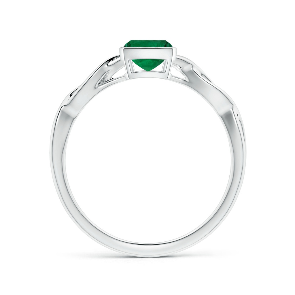 7.09x5.95x4.18mm AAAA Bezel-Set Solitaire Cushion Emerald Twisted Shank Ring in White Gold Side 199