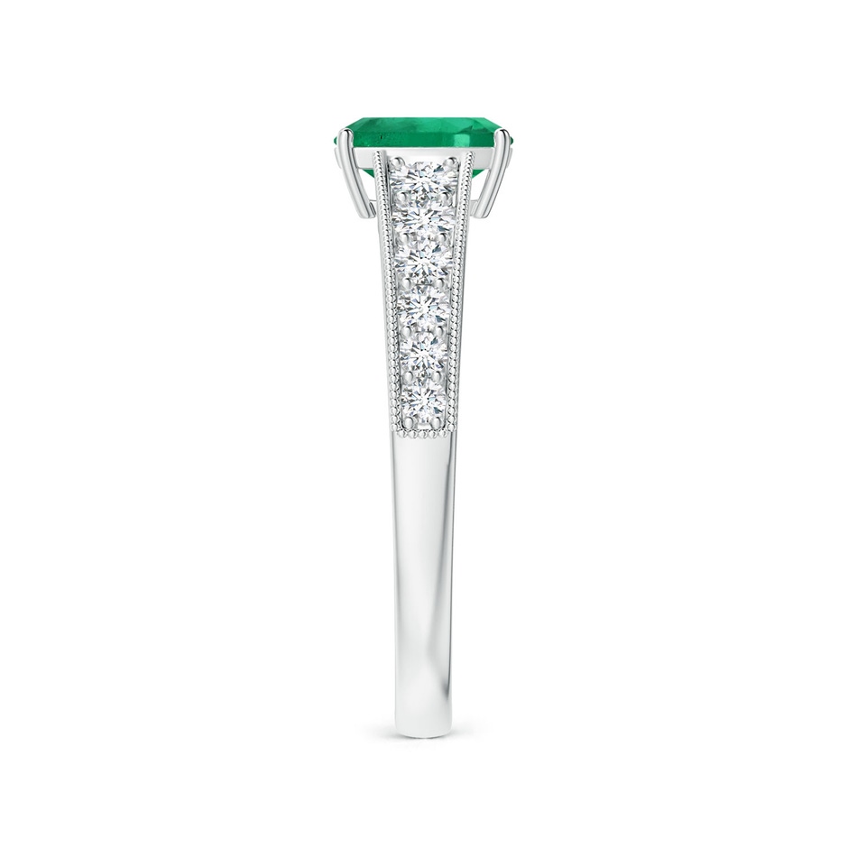 6.22x6.22x3.38mm AAAA GIA Certified Prong-Set Cushion Emerald Ring with Diamonds & Milgrain in P950 Platinum side 399
