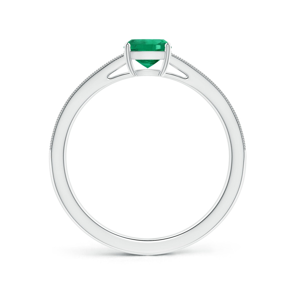 6.22x6.22x3.38mm AAAA GIA Certified Prong-Set Cushion Emerald Ring with Diamonds & Milgrain in White Gold - side 199