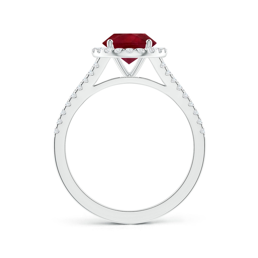 6.93x6.78x3.67mm A Round Ruby Split Shank Ring with Diamond Halo in P950 Platinum Side 199
