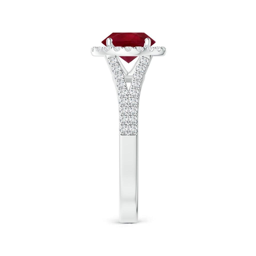 6.93x6.78x3.67mm A Round Ruby Split Shank Ring with Diamond Halo in P950 Platinum Side 399