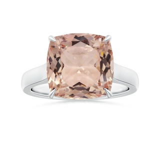 10.99x10.94x7.12mm AAA Claw-Set Cushion Morganite Solitaire Ring in P950 Platinum