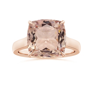 10.99x10.94x7.12mm AAA Claw-Set Cushion Morganite Solitaire Ring in Rose Gold