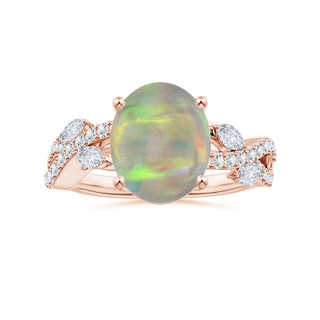 11.02x7.75x3.65mm AAA Nature Inspired GIA Certified Prong-Set Oval Opal Ring with Diamonds  in 18K Rose Gold