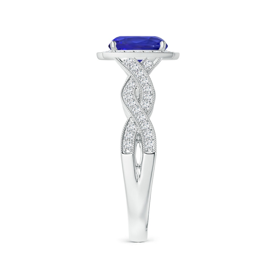 6.89x6.86x4.60mm AAA Twisted Shank GIA Certified Cushion Tanzanite Halo Ring with Milgrain in White Gold Side 399