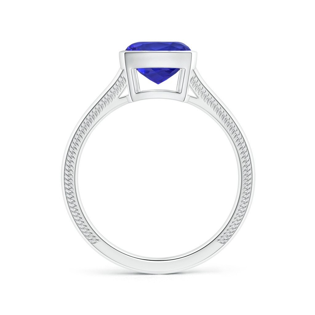 6.89x6.86x4.60mm AAA Bezel-Set GIA Certified Solitaire Cushion Tanzanite Leaf Ring with Split Shank in White Gold Side 199