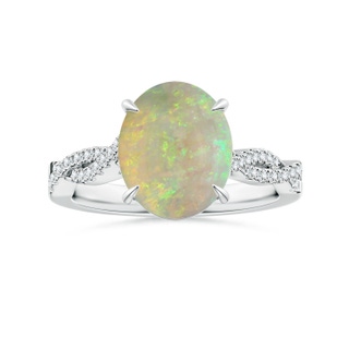 10.66x7.37x3.81mm AAAA Claw-Set GIA Certified Oval Opal Twisted Shank Ring with Diamonds in P950 Platinum