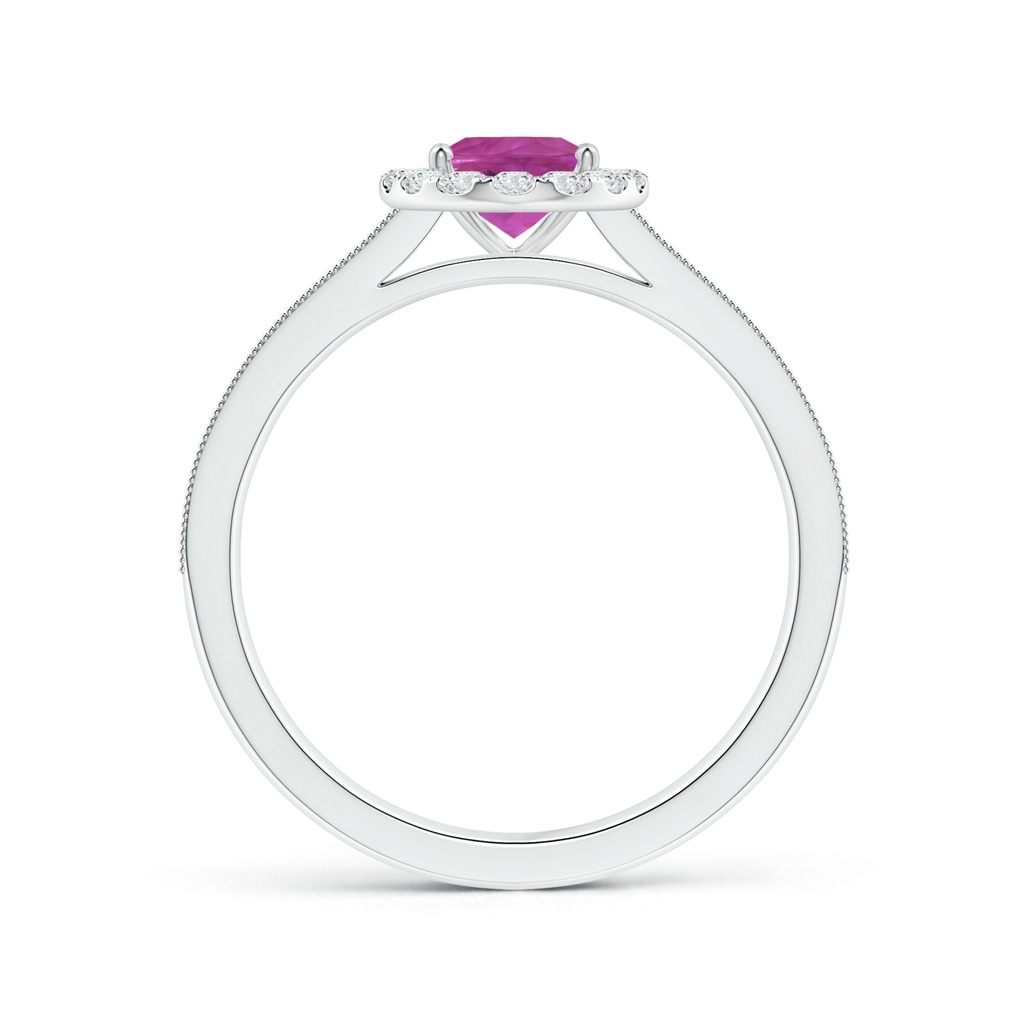 7.13x5.11x2.61mm AAA Tapered Shank GIA Certified Oval Pink Sapphire Halo Ring with Milgrain in P950 Platinum Side 199