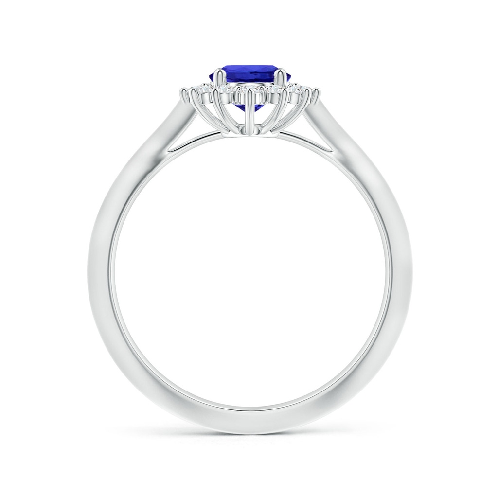 8.09x5.97x4.14mm AAA Princess Diana Inspired GIA Certified Oval Tanzanite Knife-Edge Shank Ring with Halo in White Gold Side 199