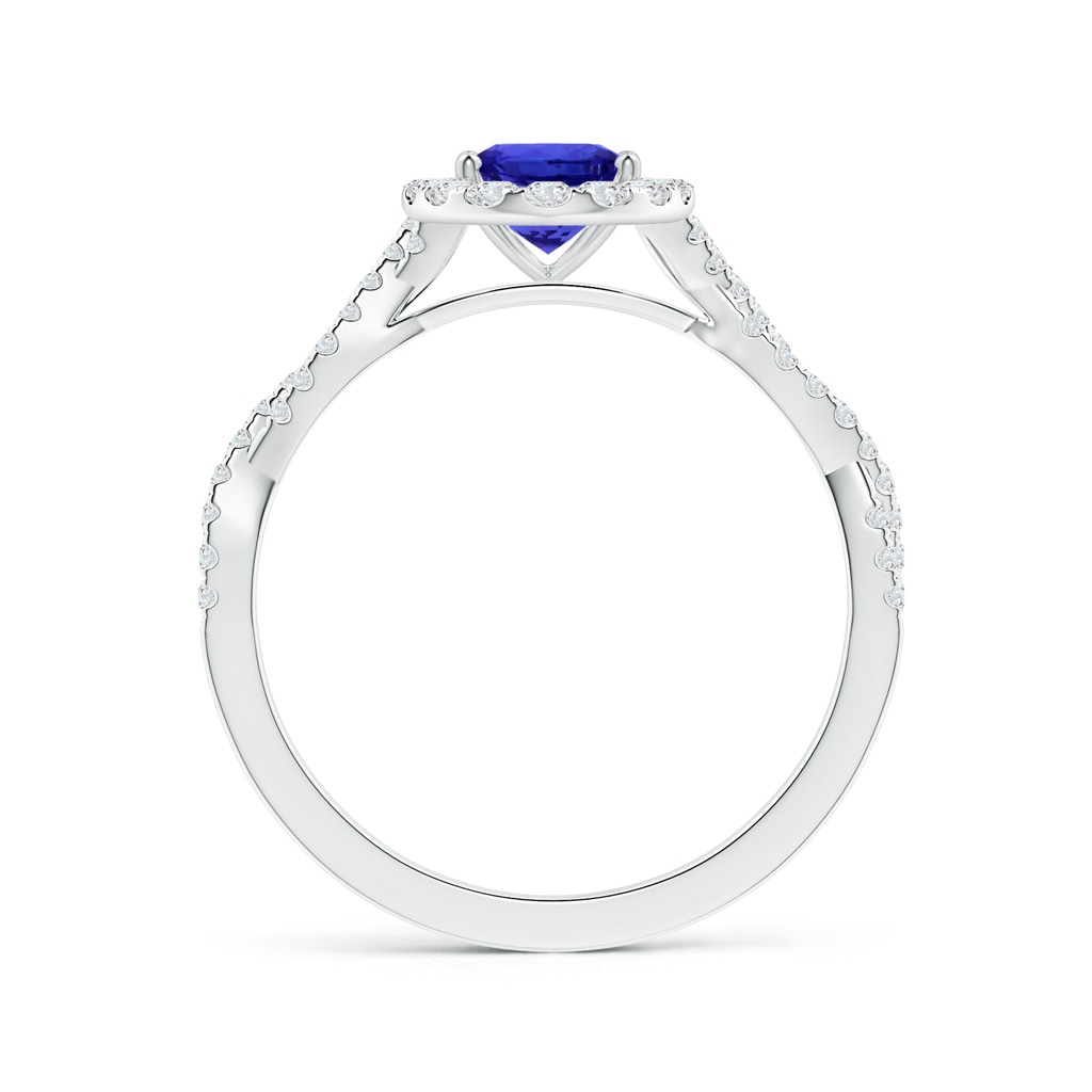 8.09x5.97x4.14mm AAA GIA Certified Oval Tanzanite Twisted Shank Ring with Diamond Halo in White Gold Side 199