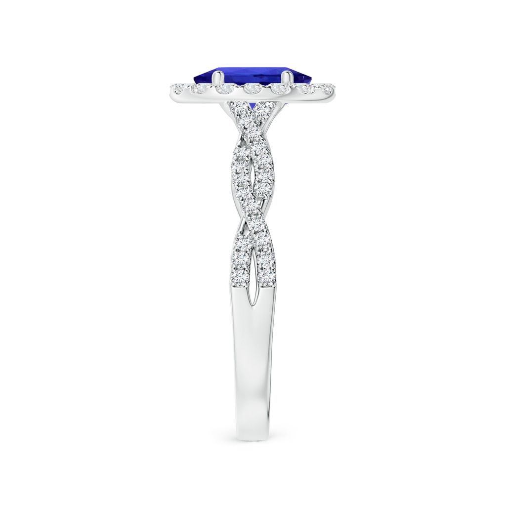 8.09x5.97x4.14mm AAA GIA Certified Oval Tanzanite Twisted Shank Ring with Diamond Halo in White Gold Side 399