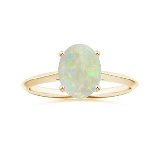 10.35x8.14x3.03mm AAAA GIA Certified Prong-Set Solitaire Oval Opal Knife-Edge Shank Ring in 10K Yellow Gold
