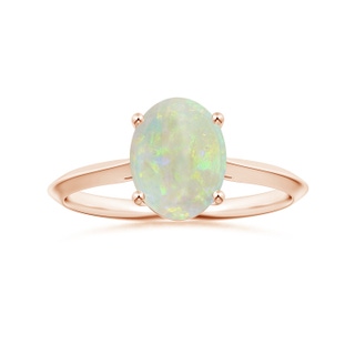 10.35x8.14x3.03mm AAAA GIA Certified Prong-Set Solitaire Oval Opal Knife-Edge Shank Ring in 9K Rose Gold