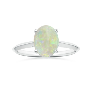 10.35x8.14x3.03mm AAAA GIA Certified Prong-Set Solitaire Oval Opal Knife-Edge Shank Ring in 9K White Gold
