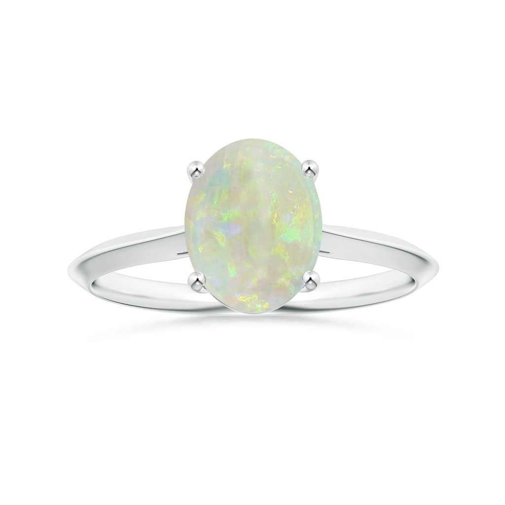 10.35x8.14x3.03mm AAAA GIA Certified Prong-Set Solitaire Oval Opal Knife-Edge Shank Ring in White Gold