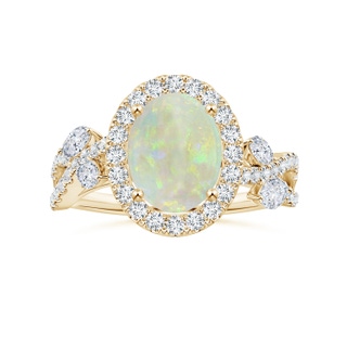 10.35x8.14x3.03mm AAAA GIA Certified Nature Inspired Oval Opal Ring with Diamond Halo in 10K Yellow Gold