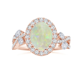 10.35x8.14x3.03mm AAAA GIA Certified Nature Inspired Oval Opal Ring with Diamond Halo in 18K Rose Gold