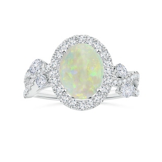 10.35x8.14x3.03mm AAAA GIA Certified Nature Inspired Oval Opal Ring with Diamond Halo in P950 Platinum