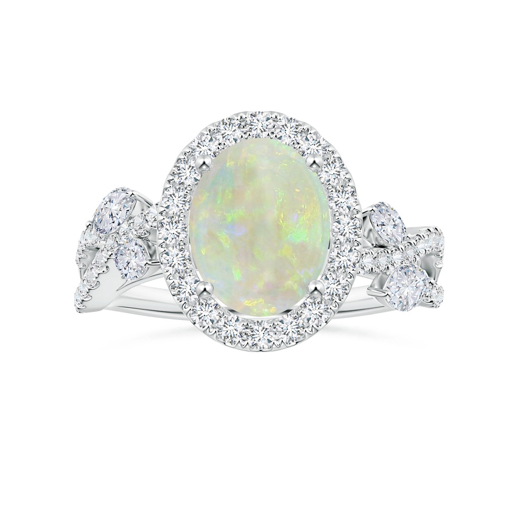 10.35x8.14x3.03mm AAAA GIA Certified Nature Inspired Oval Opal Ring with Diamond Halo in White Gold 