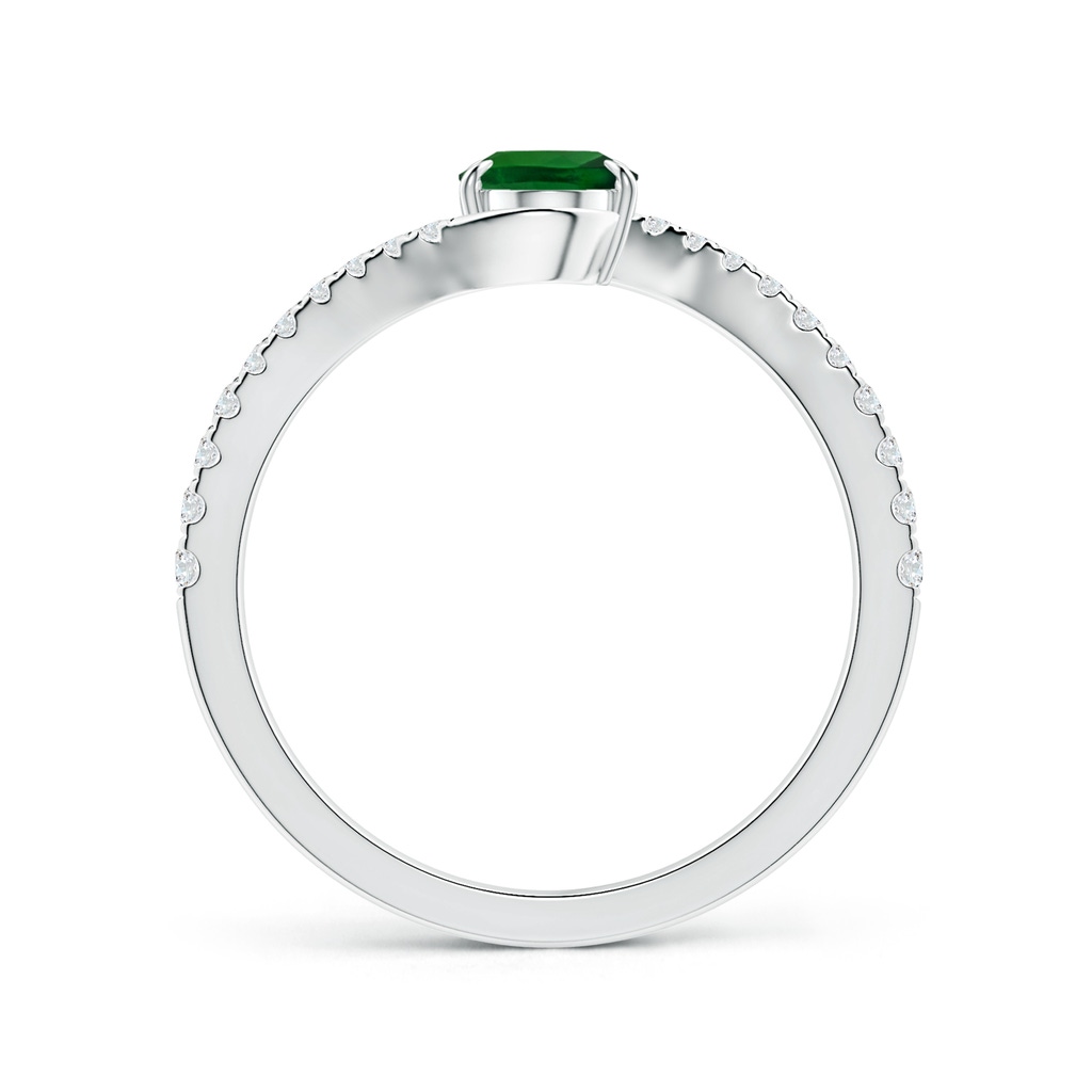 6.89x4.97x2.98mm AAA GIA Certified Claw-Set Oval Tsavorite Bypass Ring with Diamonds in P950 Platinum - side 199