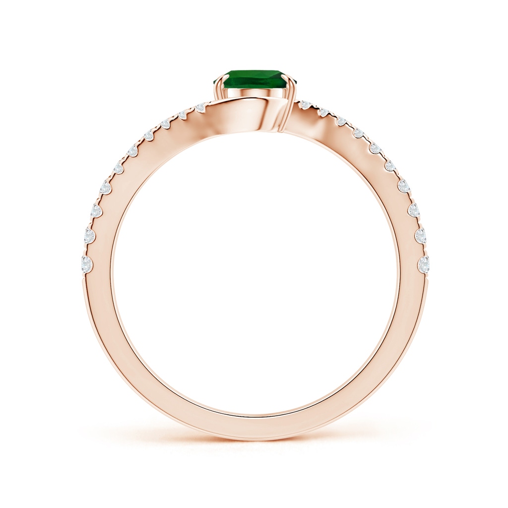 6.89x4.97x2.98mm AAA GIA Certified Claw-Set Oval Tsavorite Bypass Ring with Diamonds in Rose Gold - side 199