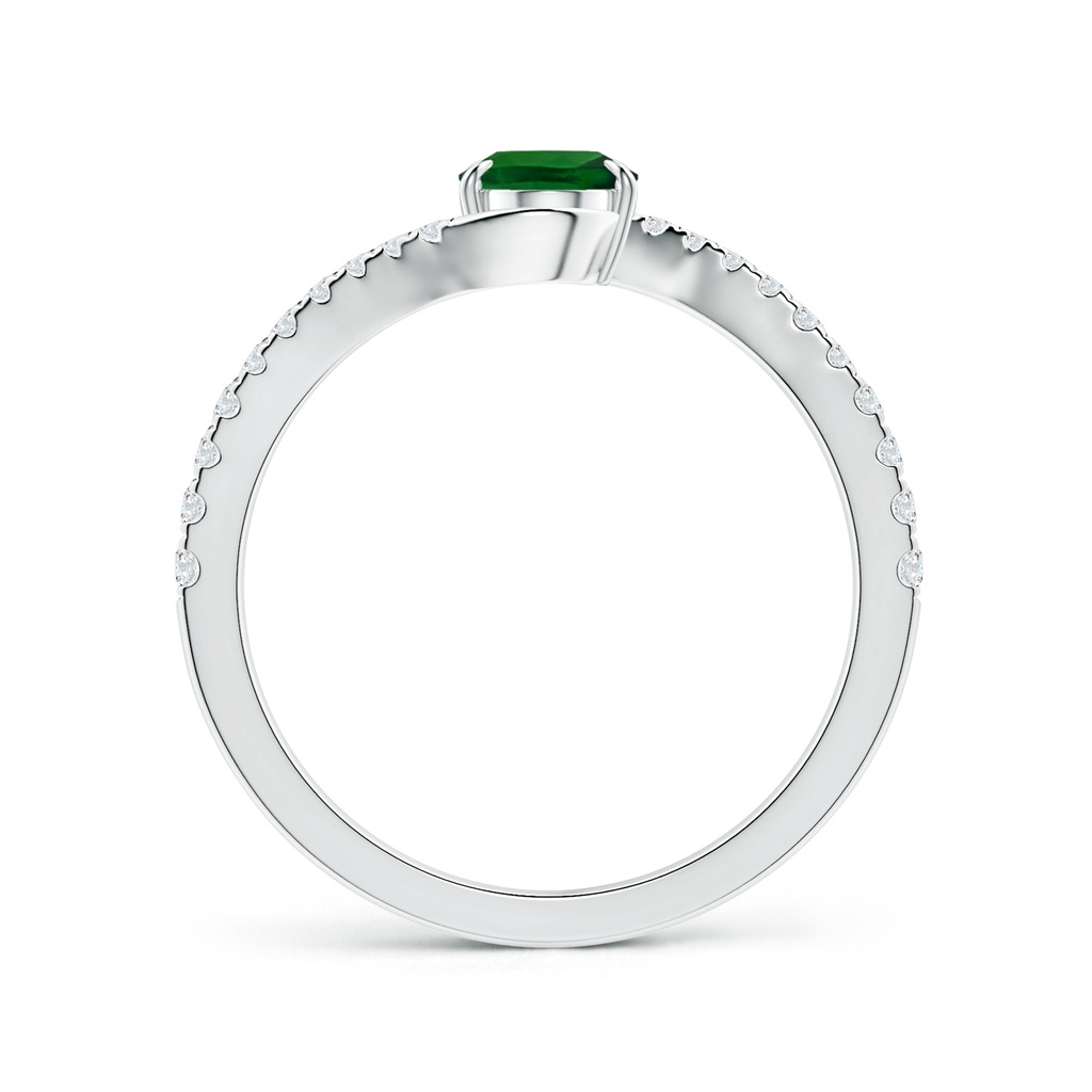 6.89x4.97x2.98mm AAA GIA Certified Claw-Set Oval Tsavorite Bypass Ring with Diamonds in White Gold Side 199