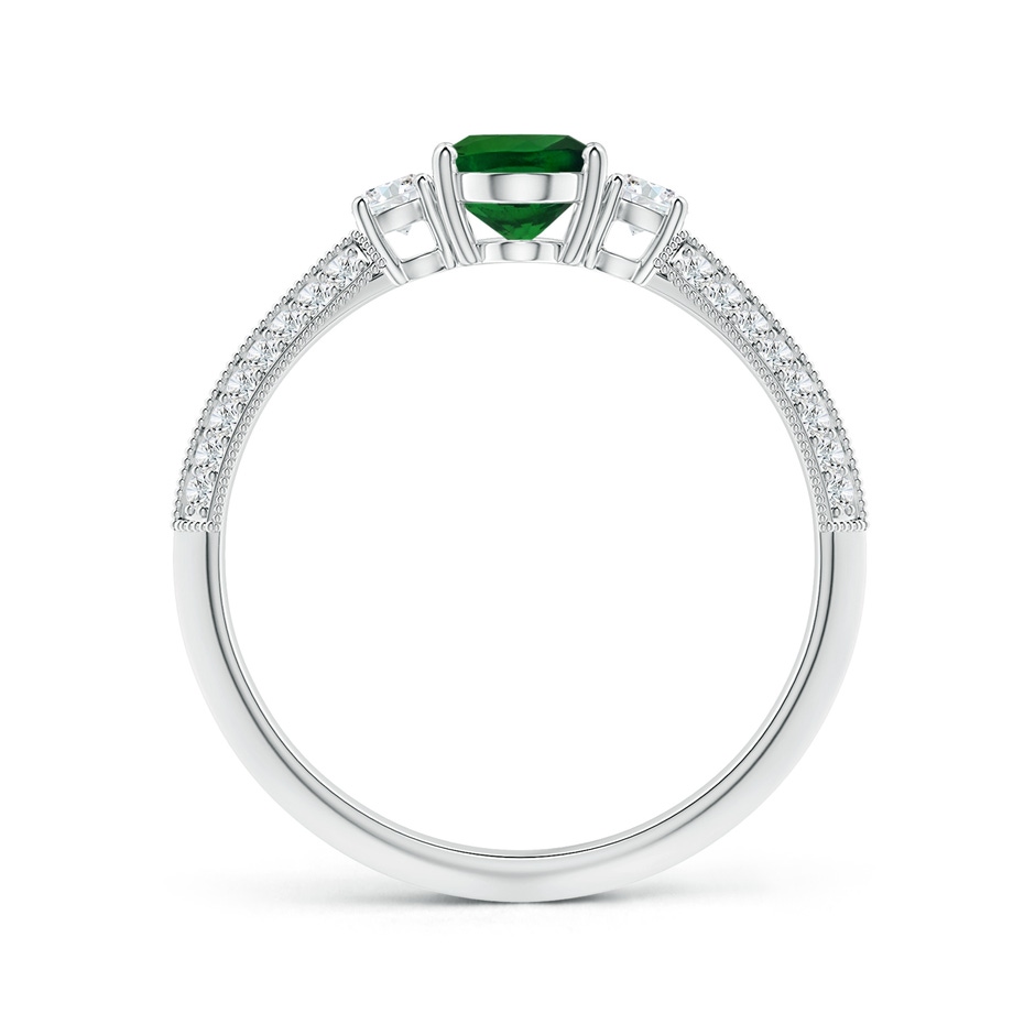 6.89x4.97x2.98mm AAA GIA Certified Three Stone Oval Tsavorite Knife-Edge Ring with Milgrain in 18K White Gold side 199