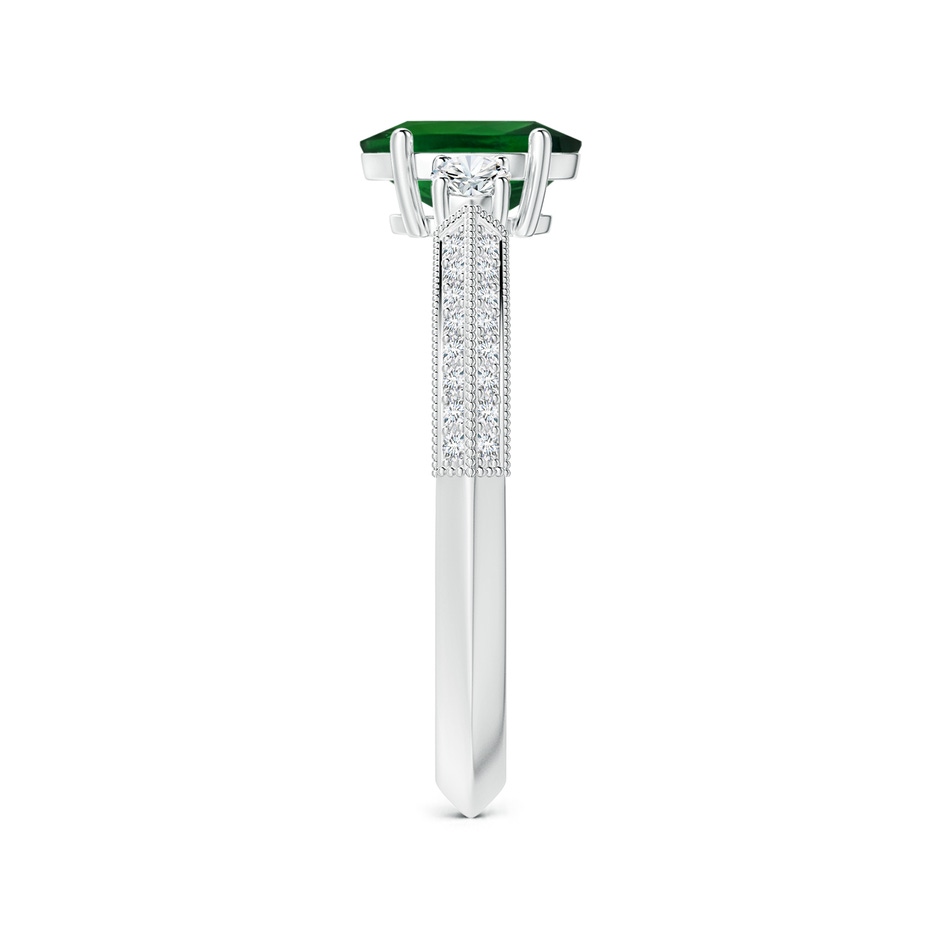 6.89x4.97x2.98mm AAA GIA Certified Three Stone Oval Tsavorite Knife-Edge Ring with Milgrain in 18K White Gold side 399