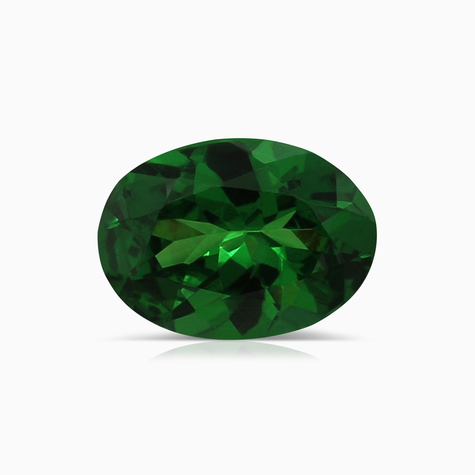 6.89x4.97x2.98mm AAA GIA Certified Three Stone Oval Tsavorite Knife-Edge Ring with Milgrain in 18K White Gold side 699