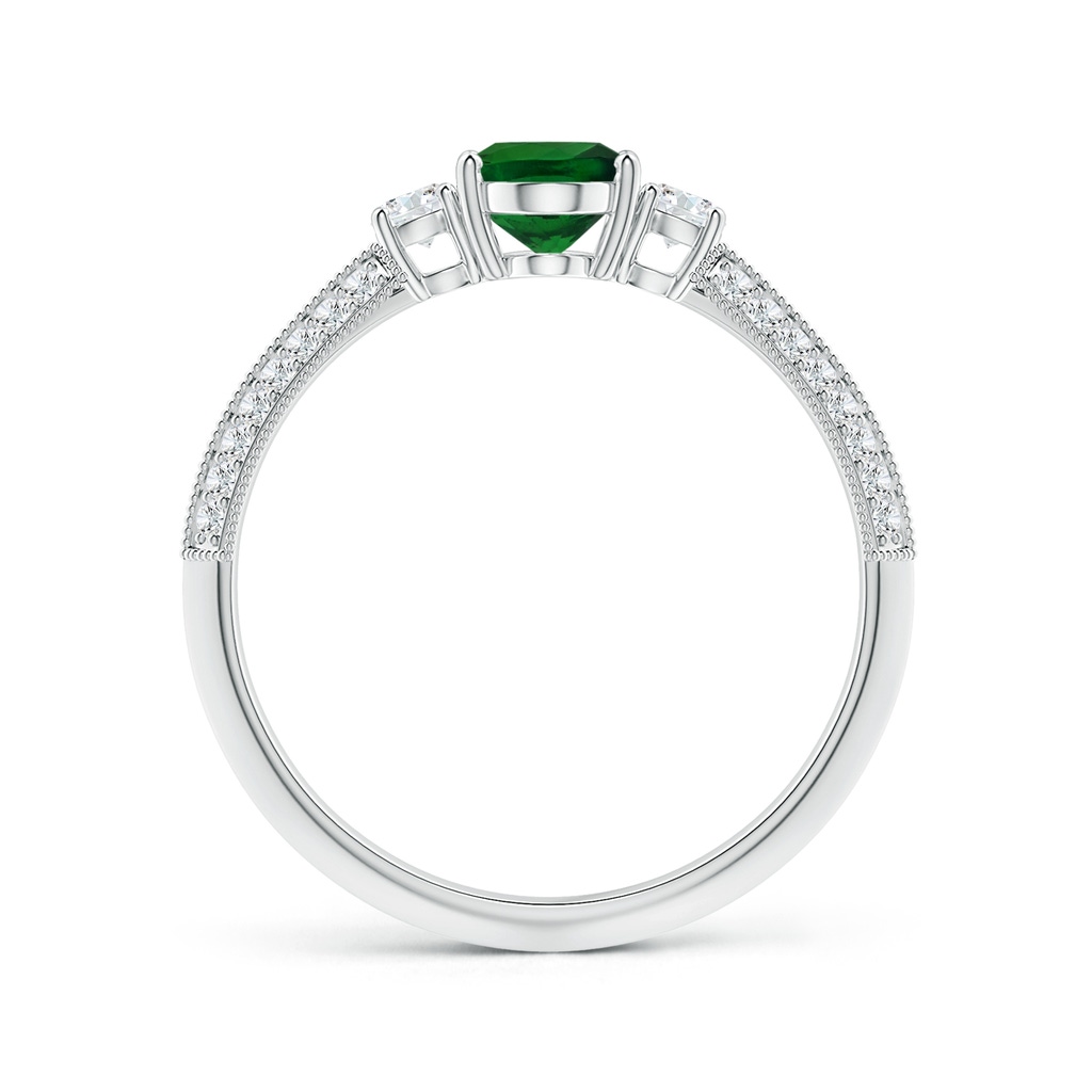 6.89x4.97x2.98mm AAA GIA Certified Three Stone Oval Tsavorite Knife-Edge Ring with Milgrain in P950 Platinum - side 199