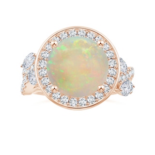 11.06x10.95x3.30mm AAA Nature Inspired GIA Certified Round Opal Halo Ring with Diamonds in 10K Rose Gold