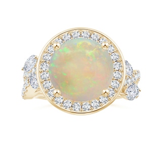 11.06x10.95x3.30mm AAA Nature Inspired GIA Certified Round Opal Halo Ring with Diamonds in 9K Yellow Gold