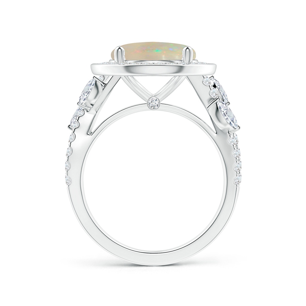 11.06x10.95x3.30mm AAA Nature Inspired GIA Certified Round Opal Halo Ring with Diamonds in White Gold - side 199