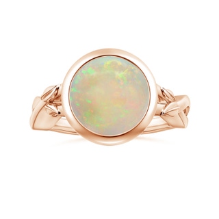 11.06x10.95x3.30mm AAA GIA Certified Nature Inspired Bezel-Set Round Opal Solitaire Ring in 10K Rose Gold