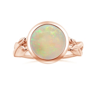 11.06x10.95x3.30mm AAA GIA Certified Nature Inspired Bezel-Set Round Opal Solitaire Ring in 18K Rose Gold