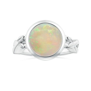 11.06x10.95x3.30mm AAA GIA Certified Nature Inspired Bezel-Set Round Opal Solitaire Ring in P950 Platinum