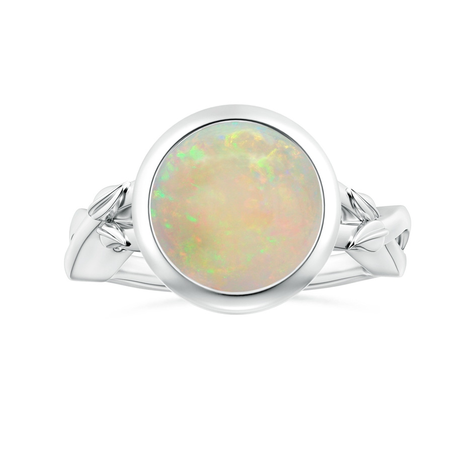 11.06x10.95x3.30mm AAA GIA Certified Nature Inspired Bezel-Set Round Opal Solitaire Ring in White Gold 