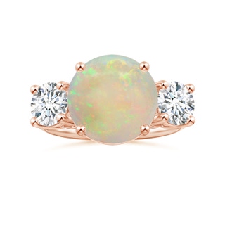 11.06x10.95x3.30mm AAA Three Stone GIA Certified Round Opal Knife-Edge Shank Ring in 18K Rose Gold