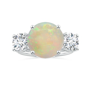 11.06x10.95x3.30mm AAA Three Stone GIA Certified Round Opal Knife-Edge Shank Ring in P950 Platinum