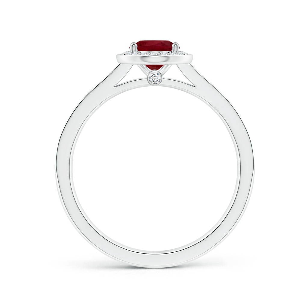 6.04x3.95x1.86mm AA Oval Ruby Tapered Shank Ring with Diamond Halo in White Gold Side 199