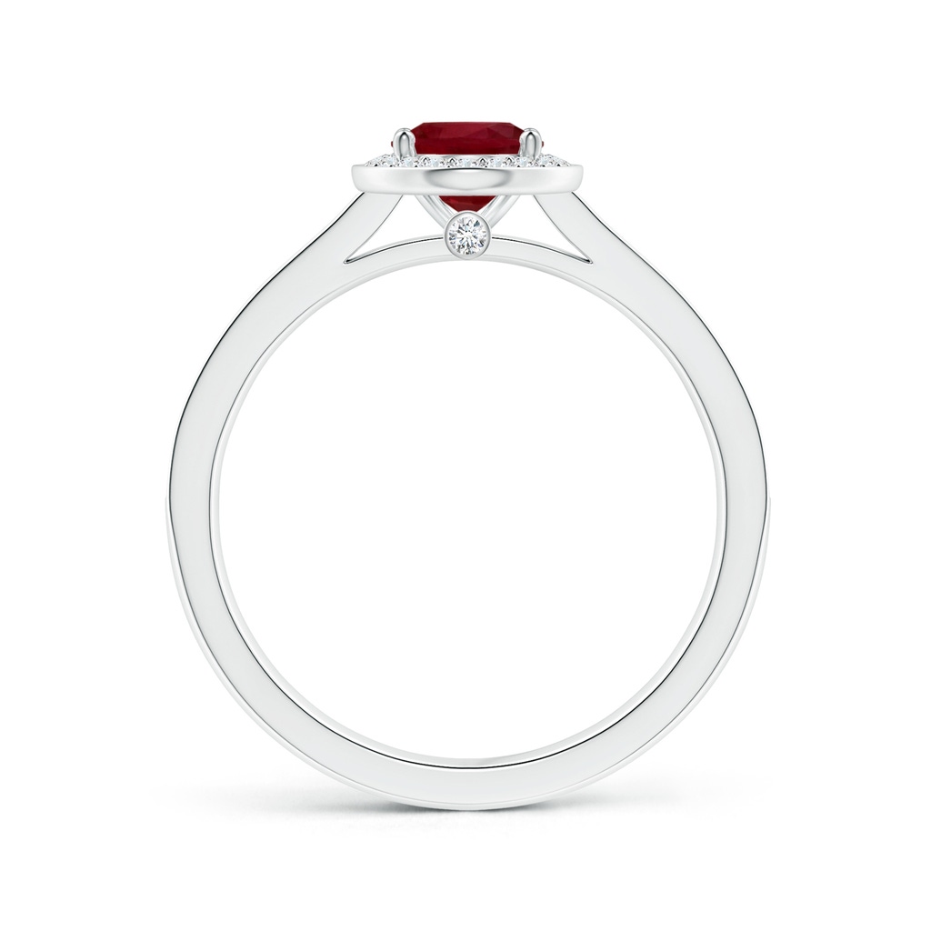 6.04x3.95x1.86mm AA Oval Ruby Tapered Shank Ring with Diamond Halo in White Gold - side 199