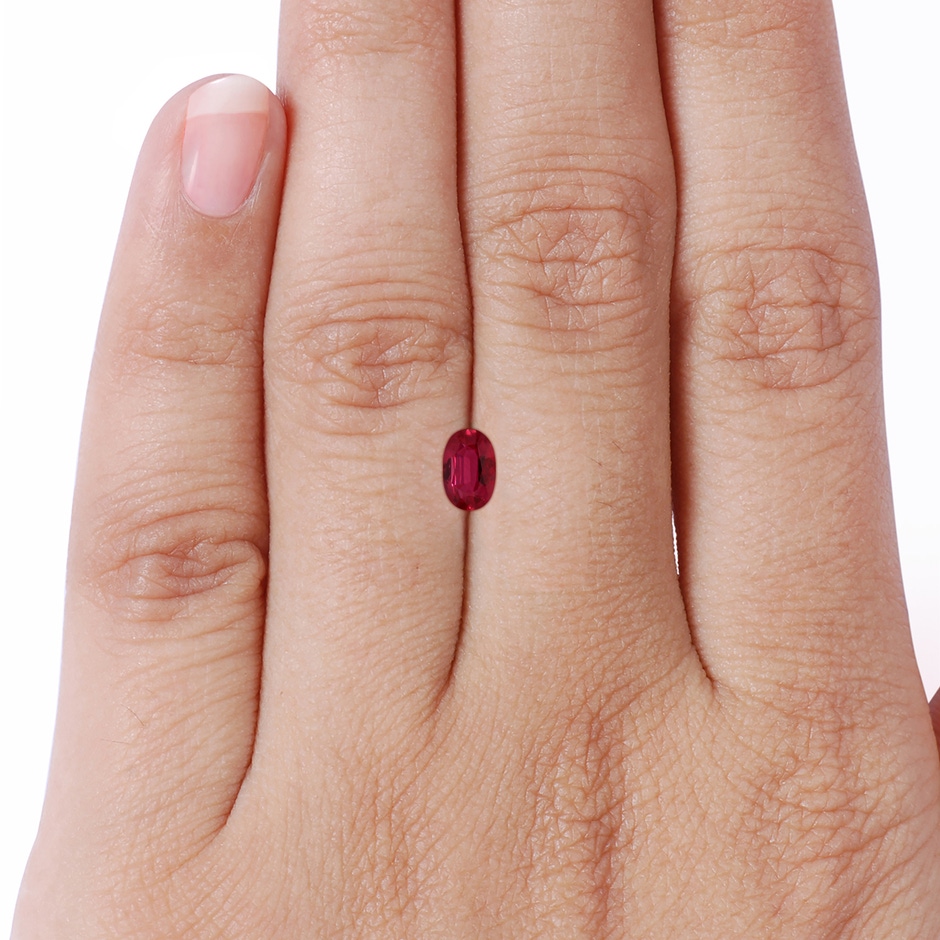 6.04x3.95x1.86mm AA Oval Ruby Tapered Shank Ring with Diamond Halo in White Gold side 799