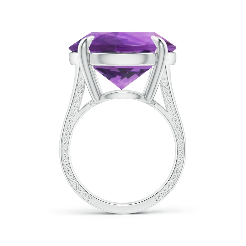 18x18mm AAA Claw-Set GIA Certified Solitaire Round Amethyst Split Shank Ring with Scrollwork in 18K White Gold side-1