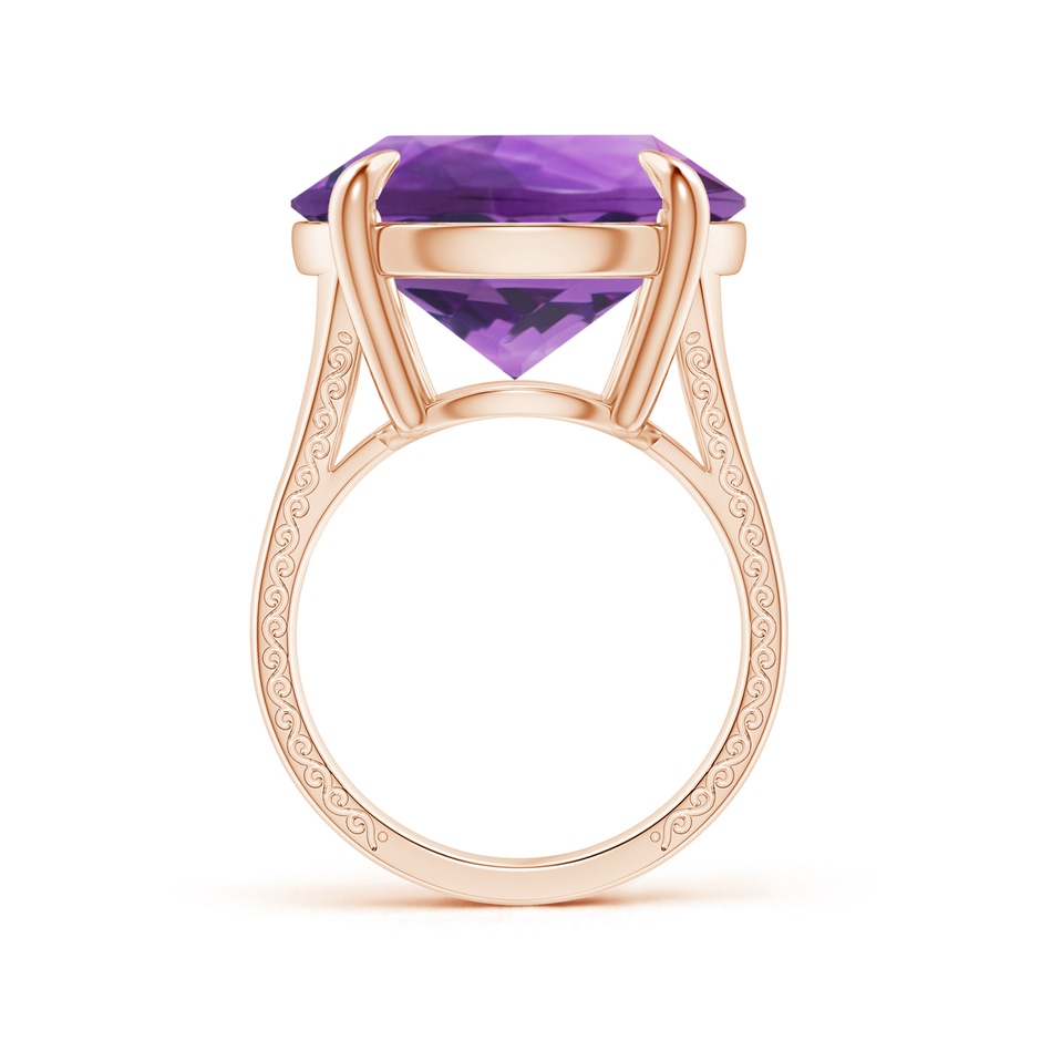 18x18mm AAA Claw-Set GIA Certified Solitaire Round Amethyst Split Shank Ring with Scrollwork in Rose Gold side-1
